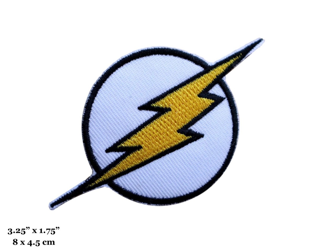 The Flash Superhero Lightning Bolt White Logo Embroidered Iron On