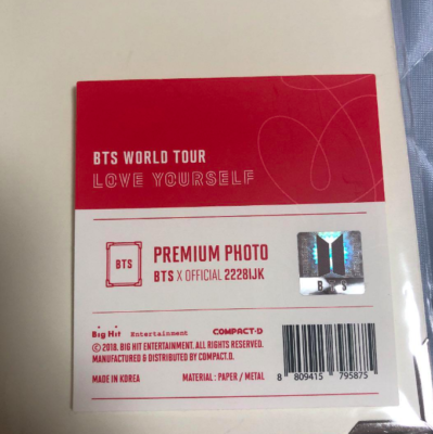 BTS JUNGKOOK LOVE YOURSELF official premium photo card world tour