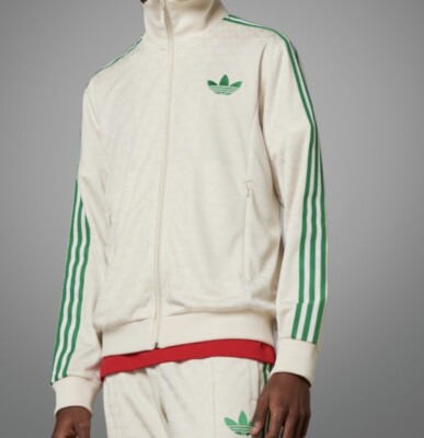 Adidas Adicolor 70s Monogram Track Jacket Wonder White Green Mens