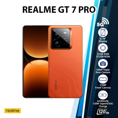 Realme GT 7 Pro 5G Global Ver. Android Cell Phone (Orange/12GB+