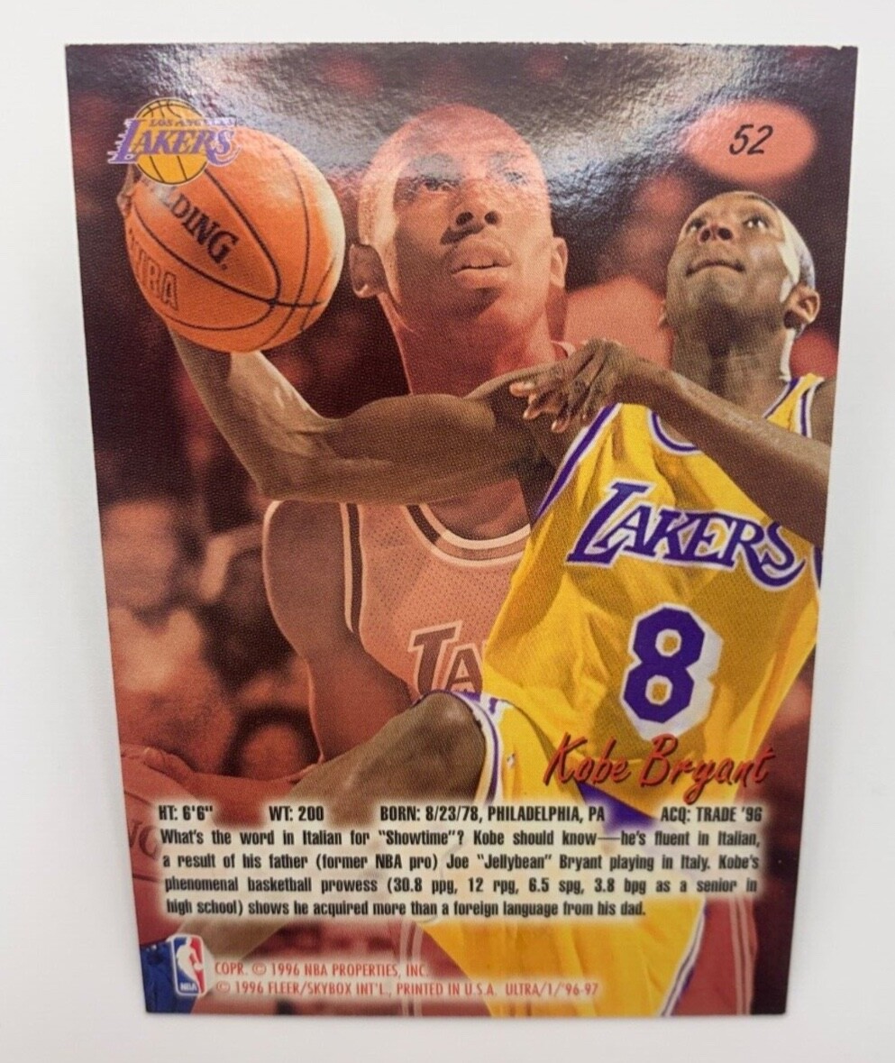 96-97 Fleer Ultra Kobe Bryant Rookie Card #52 - MISPRINT/ERROR
