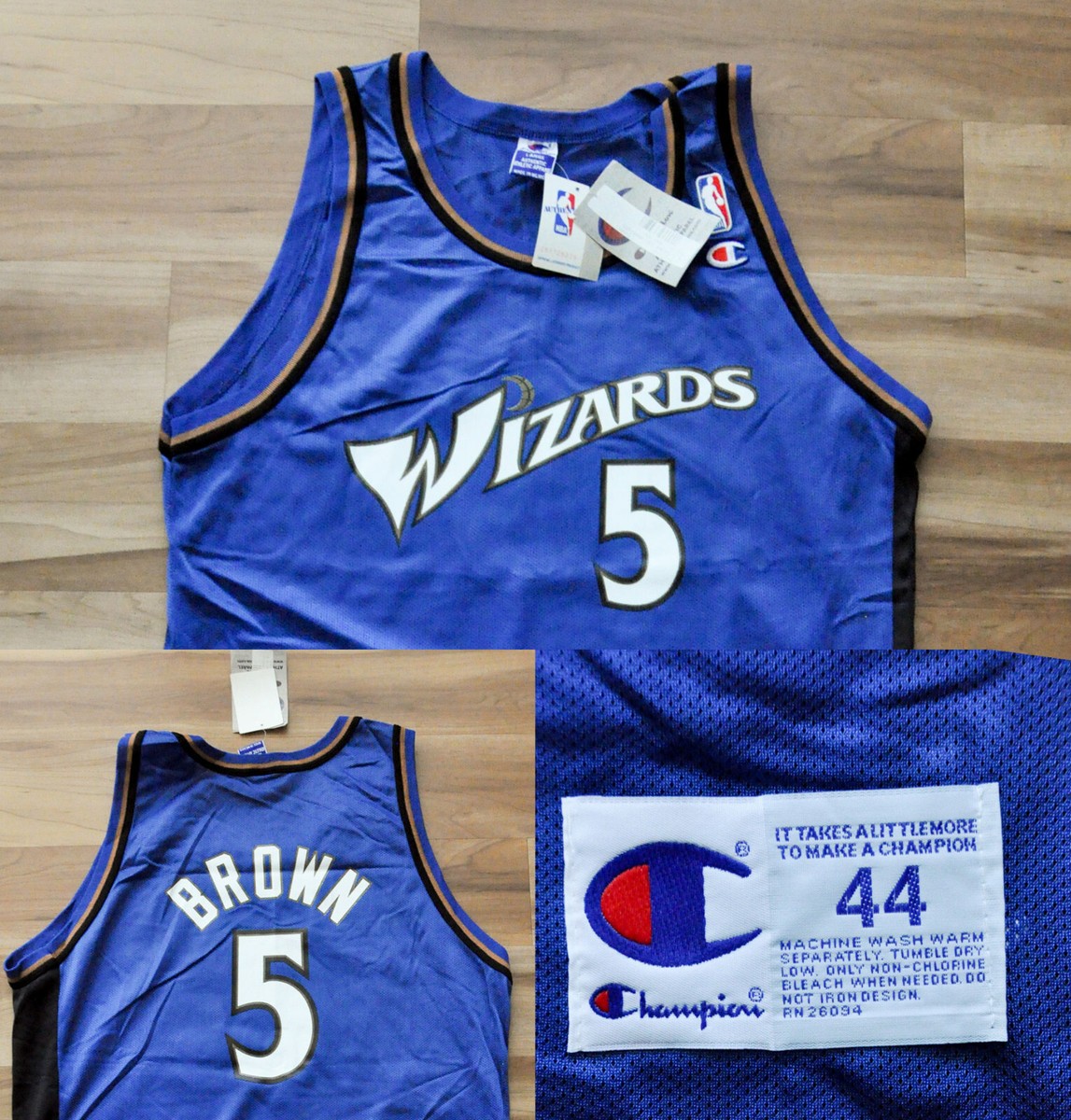 Kwame Brown Washington Wizards Champion Jersey Blue NBA Men 44 L