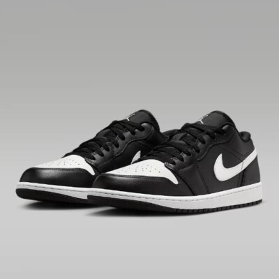 Nike Air Jordan 1 Low Leather Shoes 'Black/White' (553558-043