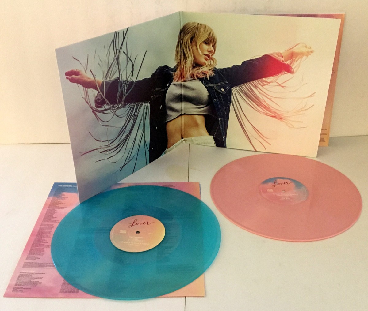 TAYLOR SWIFT lover DOUBLE Lp PINK and BLUE Vinyl Record with fold