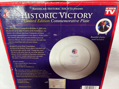 NEW President Barack Obama Historic Victory Collectible Plate with