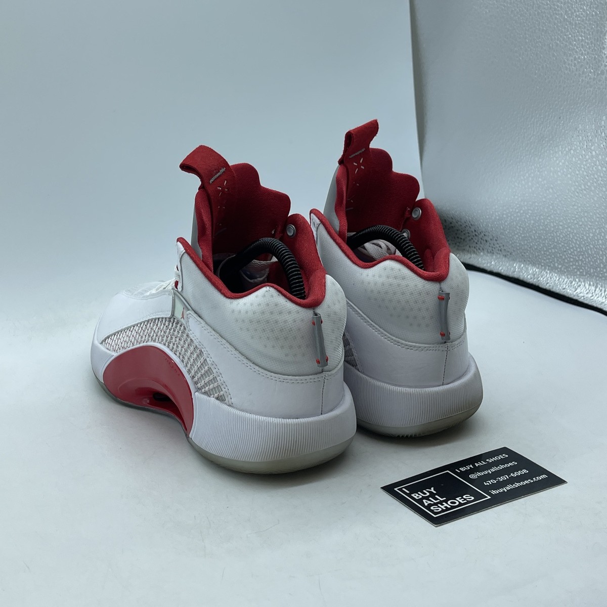 Size 7Y - NIKE Air Jordan 35 White Fire Red Grey Suede Leather