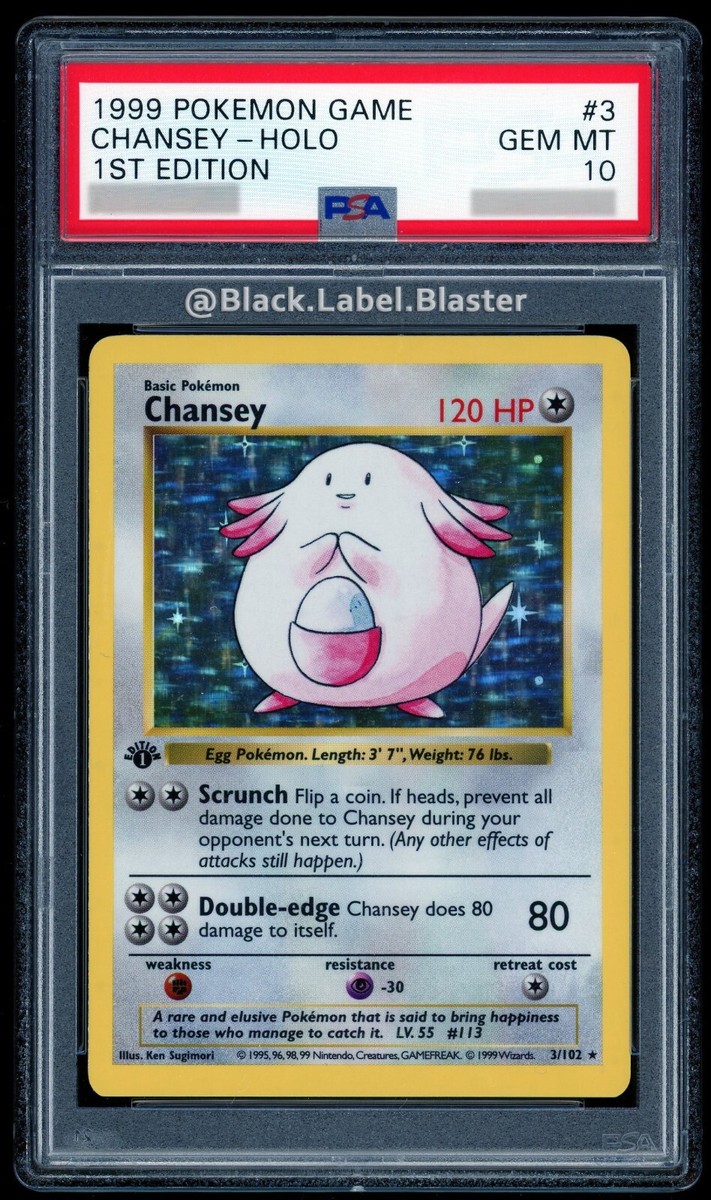 1999 Pokémon Base Set 1st Edition Shadowless Holo Chansey #3 GEM