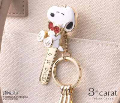 Peanuts Snoopy Bag Key Clip Heart Smile Handmade 3 carat Tokyo
