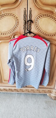 Adidas Liverpool 08/09 long sleeve away; Torres; Gray; Rare; Small