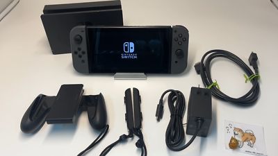 Nintendo Switch Gray Console w/ Joy Con + Dock + Charger +HDMI HAC