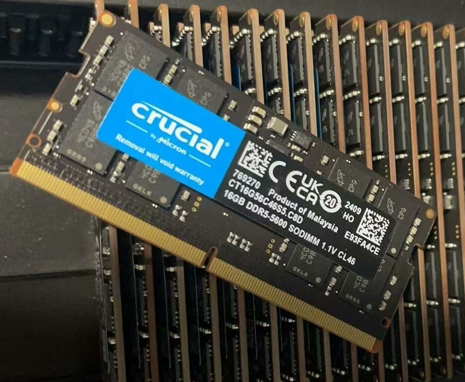 Crucial 16GB DDR5 5600 Laptop SODIMM RAM by Micron 262pin