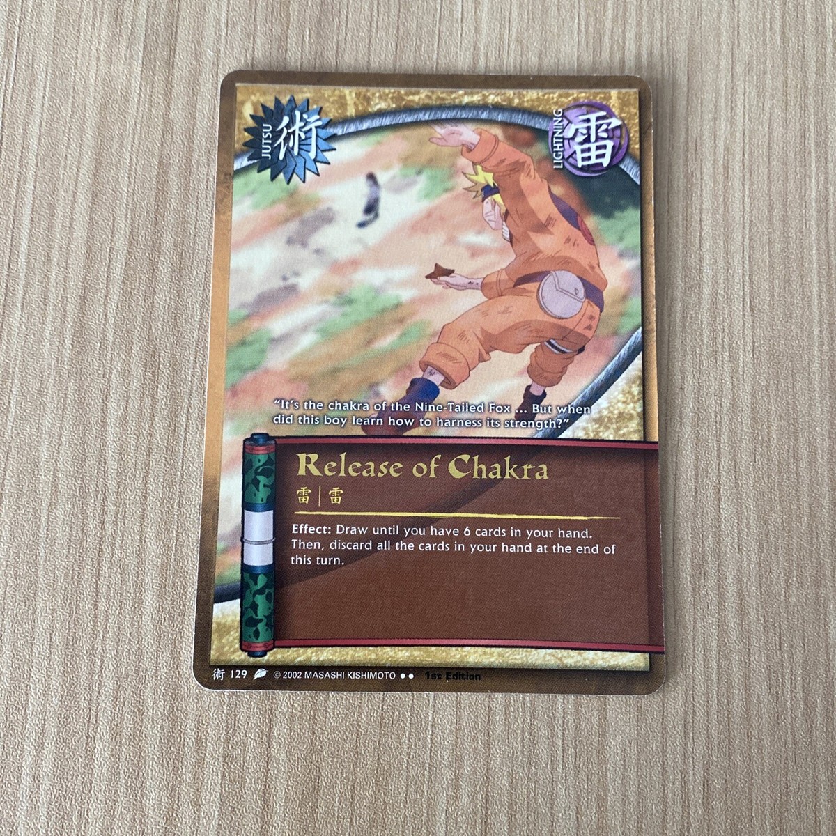 2002-2006 Naruto CCG #129 RELEASE OF CHAKRA Card GOLD LETTER NM