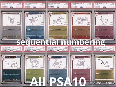 Pokemon PSA 10 Sequential Yu Nagaba Eevee pikacyu Promo Set 10