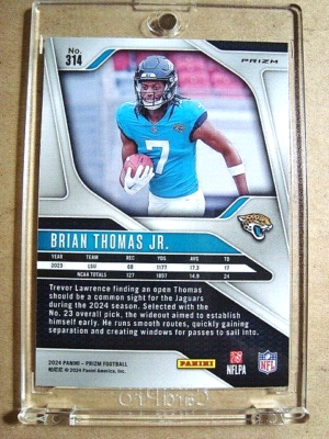2024 Brian Thomas Jr. Panini Prizm Rookie Orange Lazer RC MINT