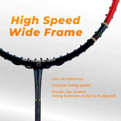 APACS Lethal 10 Power (Black red) Badminton Racket - 4UG1 Max.T