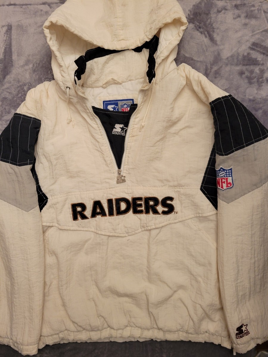Vintage Oakland Raiders Starter Jacket Hooded Men Large White