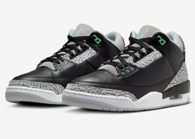 Nike Air Jordan 3 Retro Shoes Black Wolf Gray Green Glow CT8532