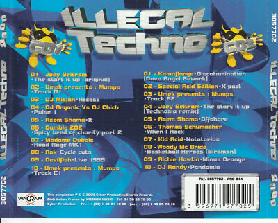 ILLEGAL TECHNO 2000 (CD 2000) 2-DISC Acid Techno EDM Dance 20