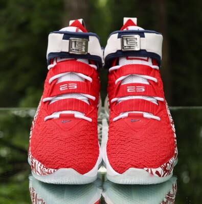 Nike LeBron 17 XVII Red Graffiti Remix Men's Size 7.5 White Custom