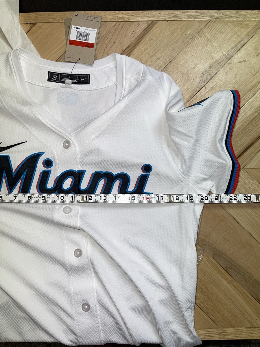 NWT Nike MLB Women's Miami Marlins Button Front Jersey White Blank