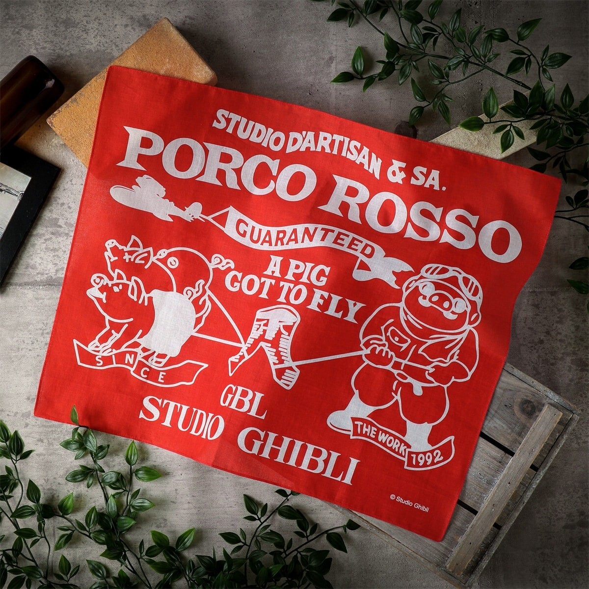 Japan Studio Ghibli Porco Rosso Bandana Red GBL x STUDIO D'ARTISAN