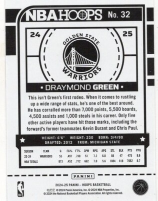 2024-25 PANINI NBA HOOPS DRAYMOND GREEN #32 | eBay