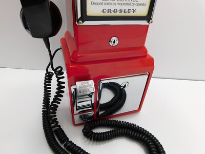 Crosley Red Pay Phone 1950's Retro Style Savings Bank NO KEY