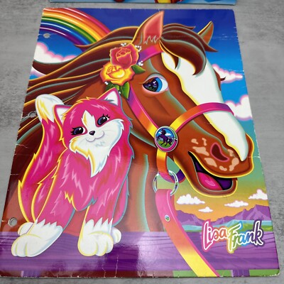 Lot of 2 90s VTG Lisa Frank Pocket Folders Retro Design Rainbow