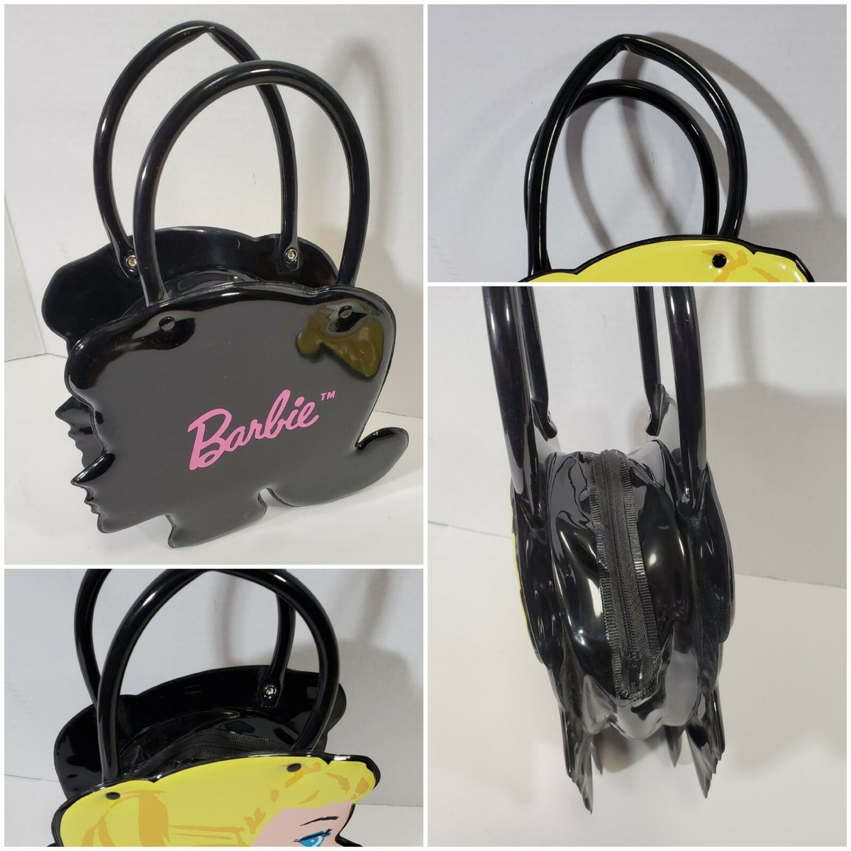 RARE Black Vinyl Barbie Purse & Coin Bag Barbie Head in Profile by
