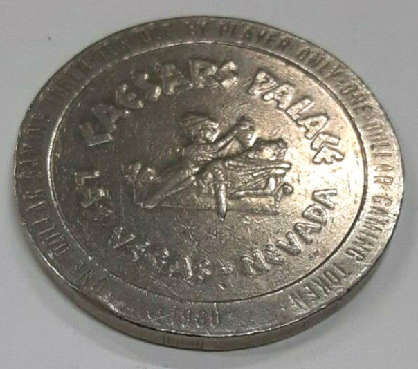 1980 Caesars Palace Casino Las Vegas, Nevada $1 Gaming Token by