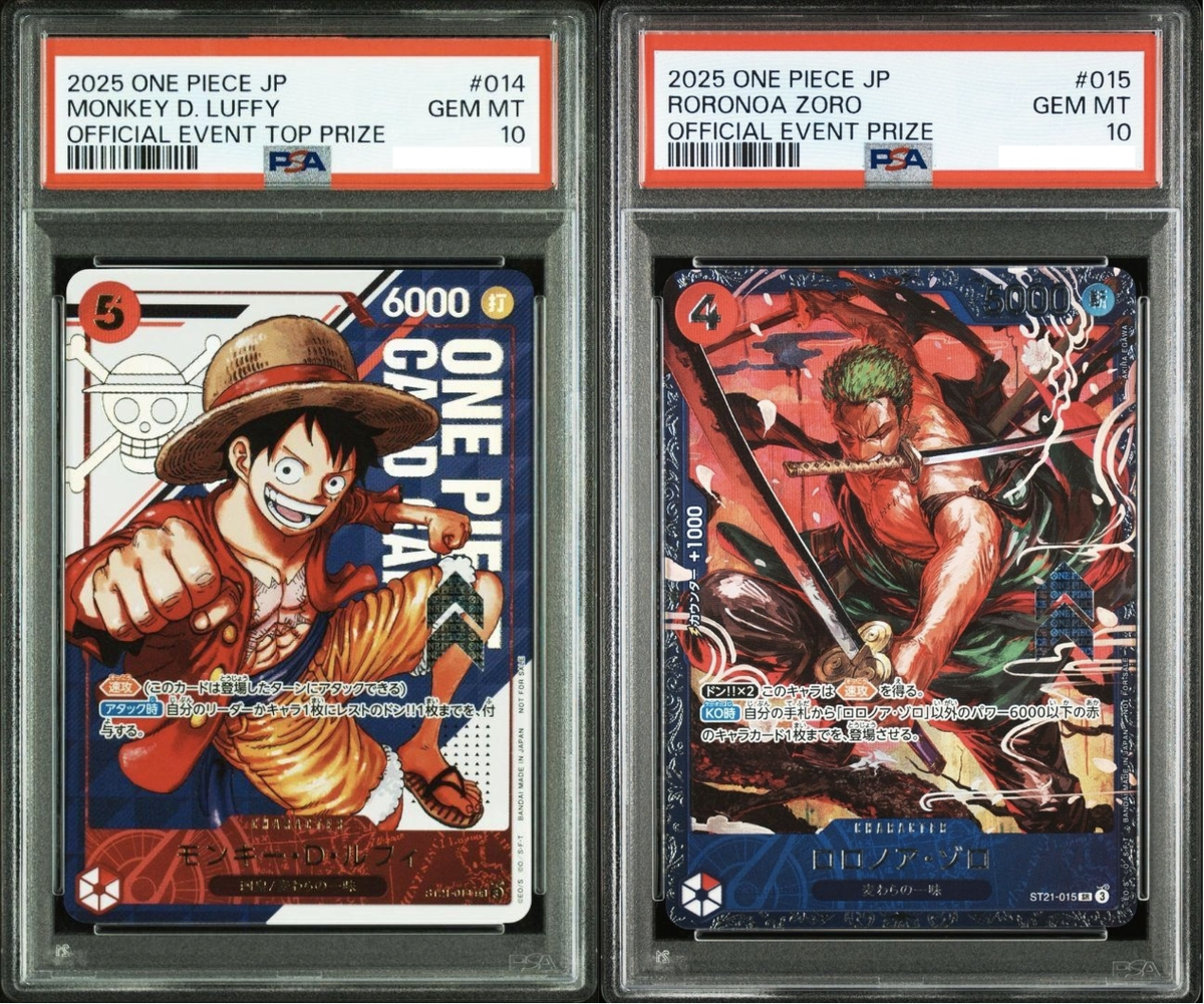 PSA 10 Luffy Zoro ST21-014 015 SR Flagship Battle Promo Set One