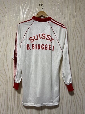 ADIDAS 80s FOOTBALL SHIRT SOCCER JERSEY LONG SLEEVE sz L MEN WHITE