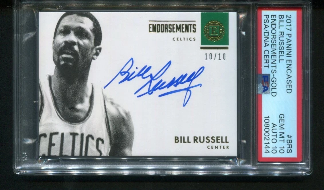 Panini Bill Russell Basketball Autographed Sports Trading Cards