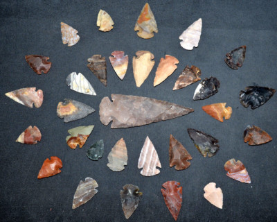 32 pc lot Flint Arrowhead Ohio Collection Project Spear Points