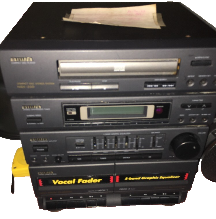 Aiwa NSX-220 Bookshelf Stereo System CD Cassette Radio w/ Speakers