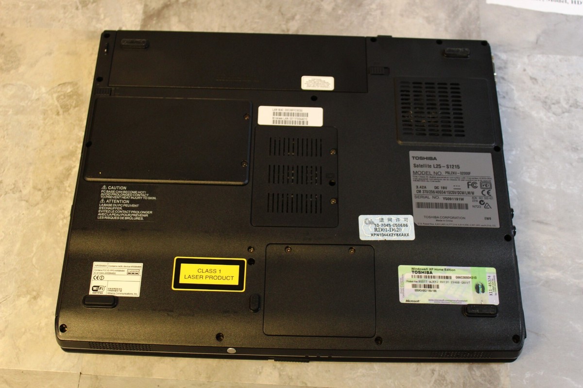 Toshiba Satellite L25-S1215 40GB HDD Windows XP 1.12Gb Ram Celeron