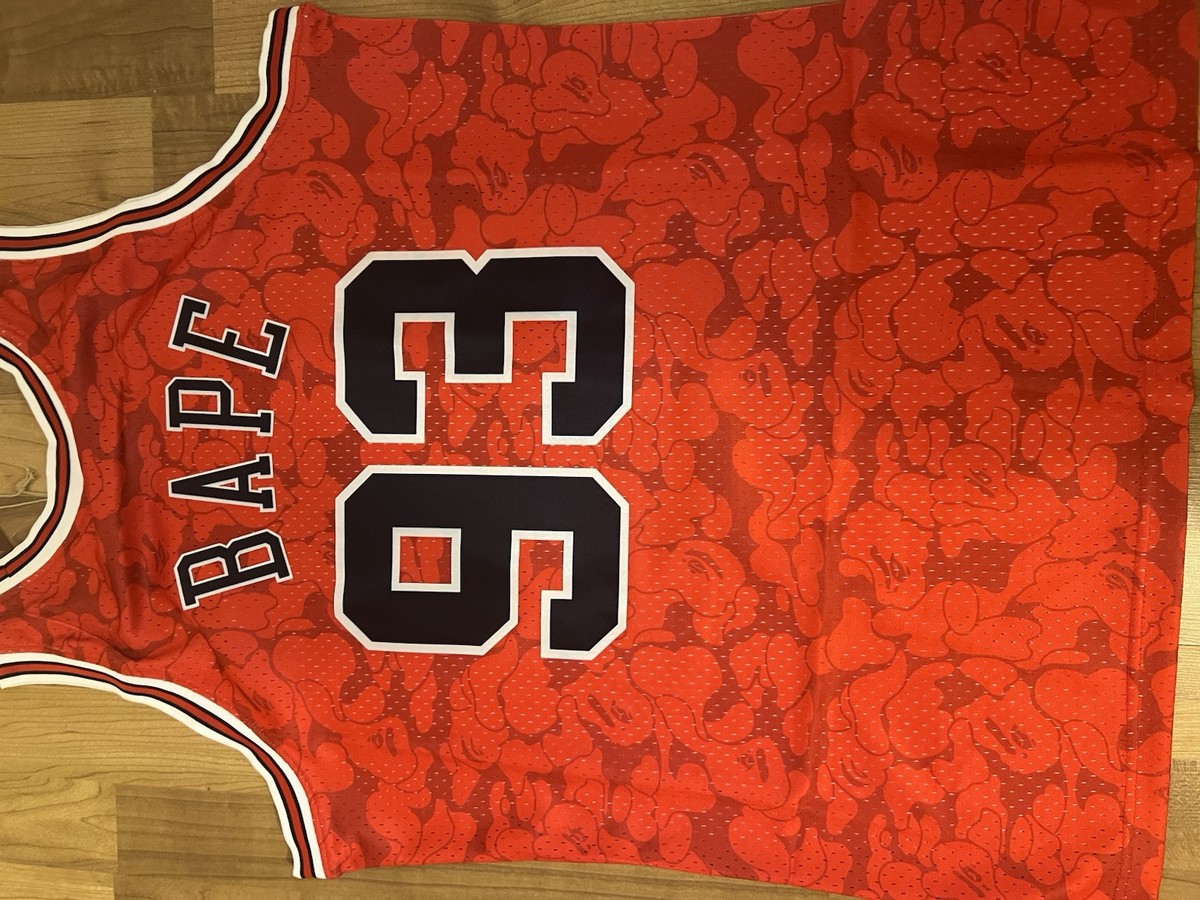 AUTHENTIC* BAPE x Mitchell & Ness Chicago Bulls 93 Jersey - Red | eBay
