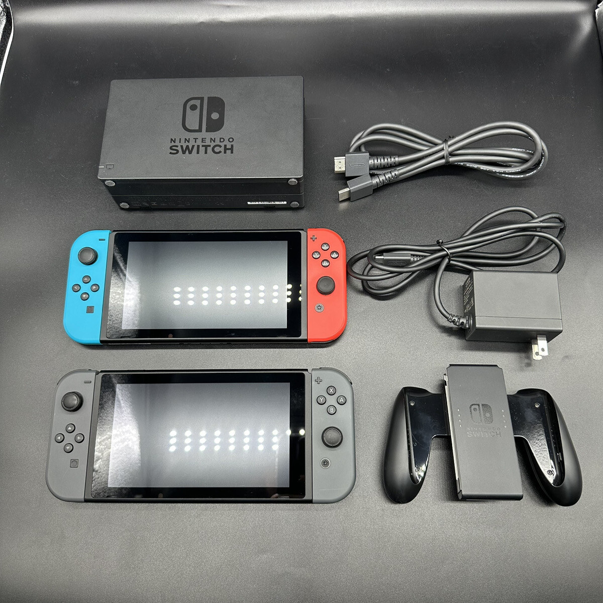 Nintendo Switch Console HAC-001 Joy Con + Dock + Grip + Charger
