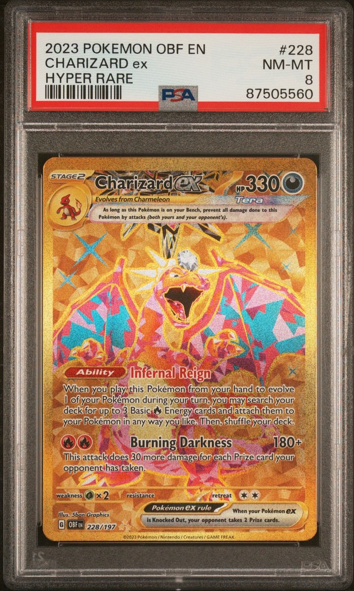 PSA 8 Charizard Ex Hyper Rare #228 2023 Pokemon Obf En-Obsidian