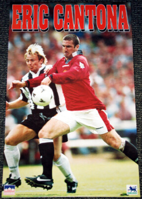 ERIC CANTONA Manchester United 1996 Soccer Football 22x34 Vintage