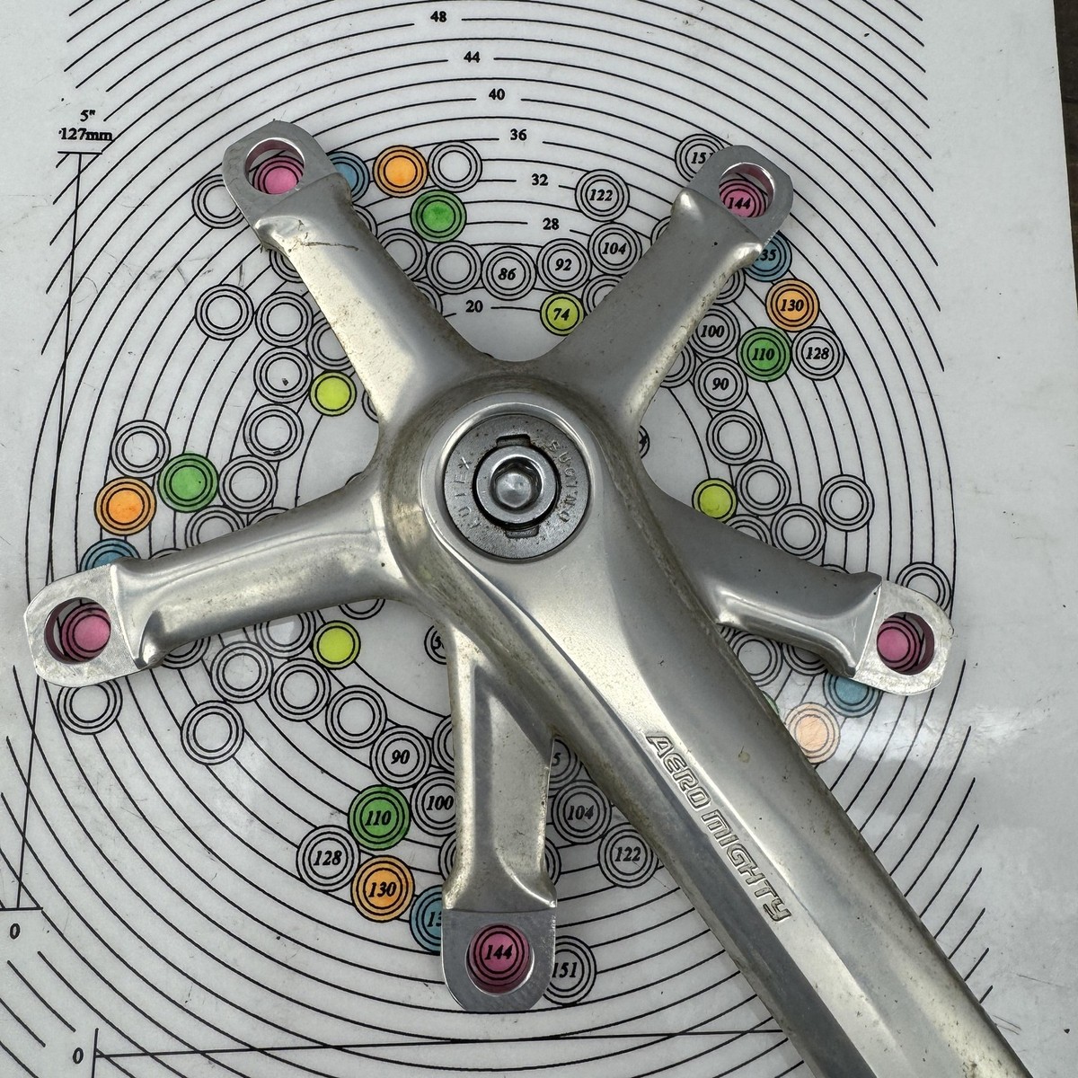 Vintage Sugino Aero Mighty Crankset 170mm 144 BCD AUTEX Extractor