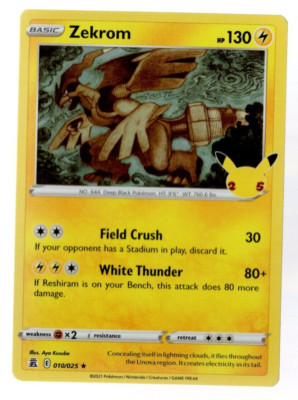 Zekrom 10/25 Holo Rare 25th Anniversary Celebrations Pokémon TCG