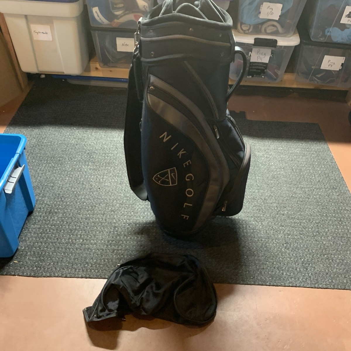 Vintage Nike Golf 8 Way Cart Bag Black And Gray w/ Rain Cover | eBay