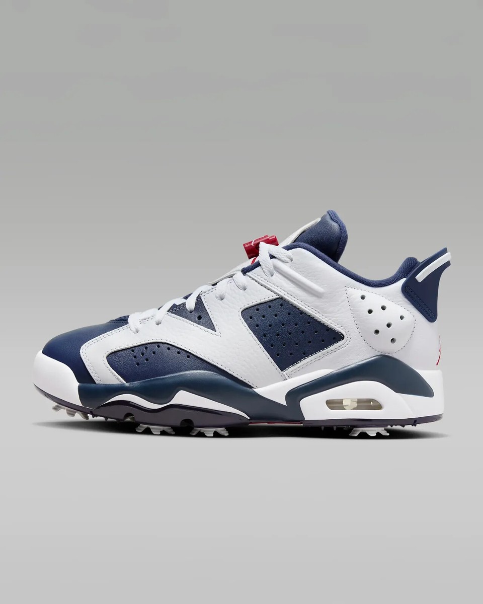 New Nike Air Jordan Retro 6 Golf 'Olympic' Shoes - White/ Navy