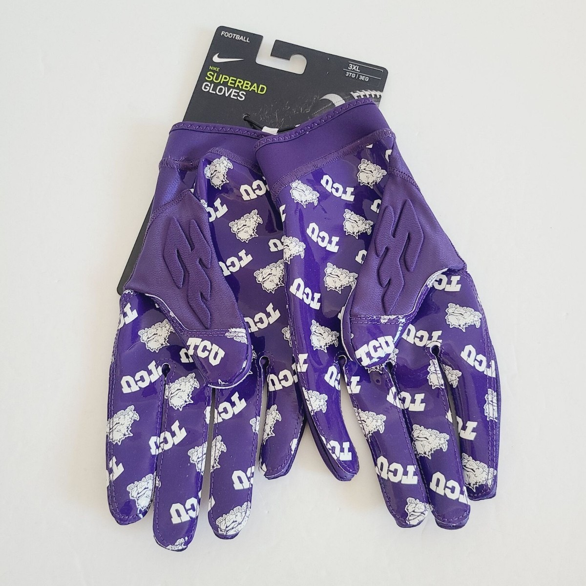 Nike Superbad 6.0 Football Gloves NCAA TCU DX5299-503 Size 3XL