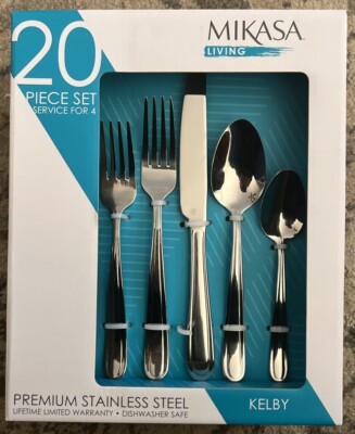 Mikasa Living Kelby 20 Pc Set Stainless Steel Flatware Cutlery