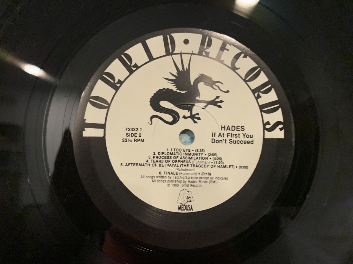 Hades ‎– If At First You Don't Succeed LP 1988 Roadrunner Records