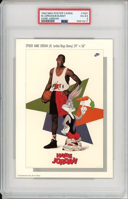 1992-93 Nike Poster Cards Michael Jordan #1001 Hare Jordan Bugs