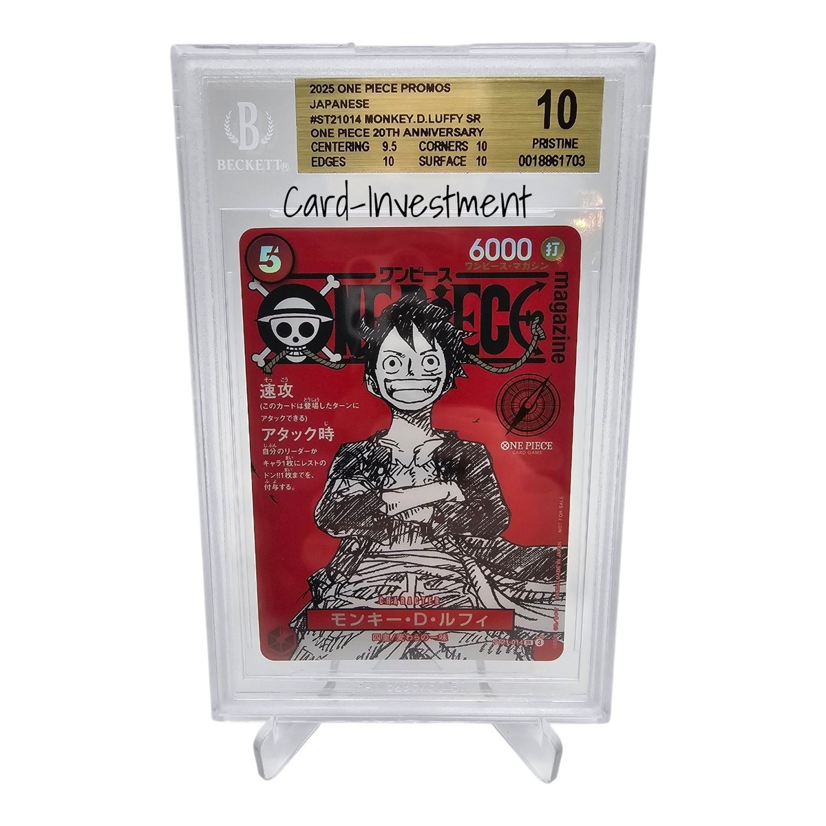 BGS 10 Pristine Monkey D. Luffy ST21-014 Promo ONE PIECE Magazine