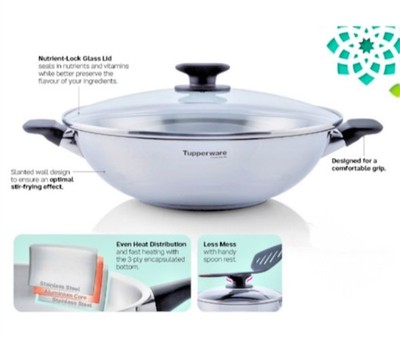 1 SET x NEW Tupperware Universal WOK 38cm stainless steel with box